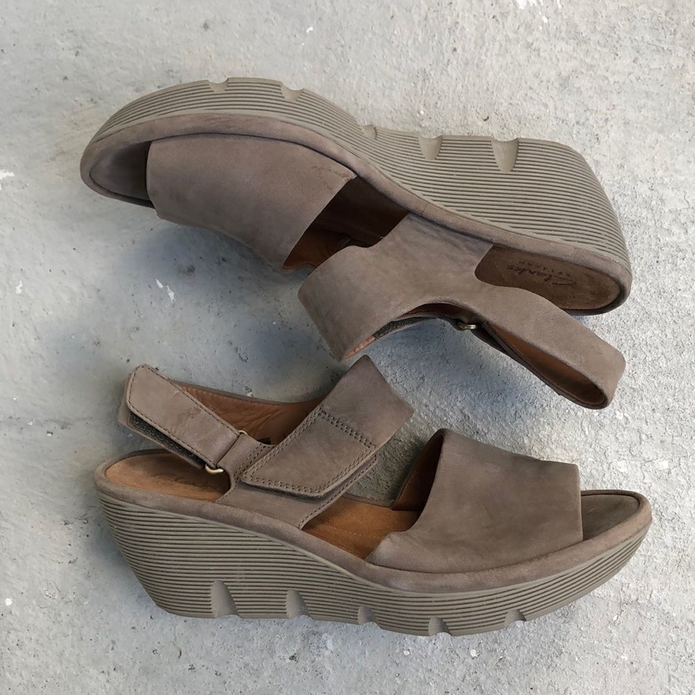 Clarks sling wedge sandals 